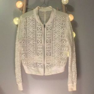 See through knit/sheer cropped jacket
